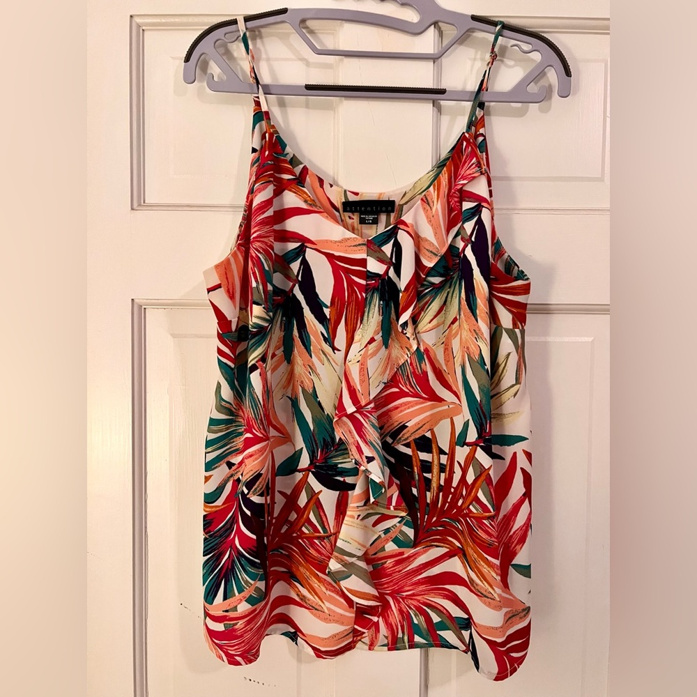 Attention floral tank top, size large.